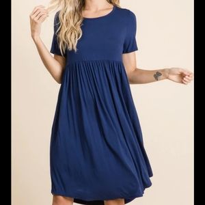 DB Moon Navy Blue Scoop Neck Short Sleeve Jersey Dress 2XL NWT